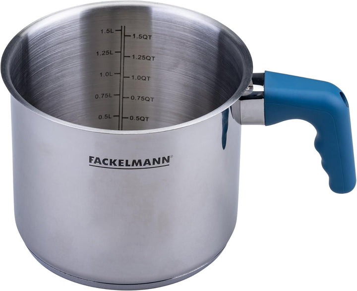 Fackelmann Milchtopf Essential Ø 14 cm aus Edelstahl mit ergonomischem Bakelit-Griff und praktischer