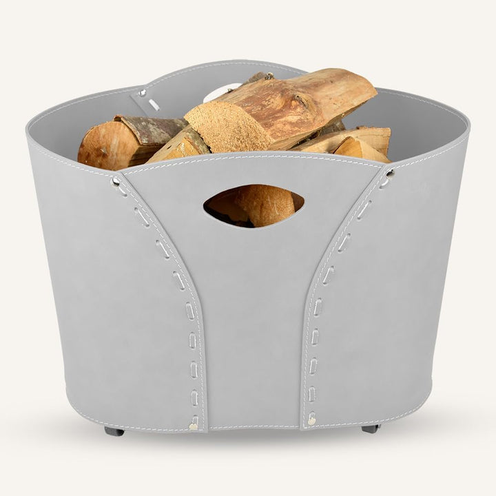 LIMAC Design VOLTA Holzkorb aus Leder, moderne Brennholztasche, Originale Kaminholztasche, Kaminholz