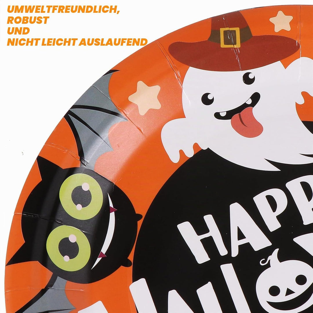 HEMOTON Set mit 24 Tellern, 24 Bechern und 48 Servietten für Halloween-Partys
