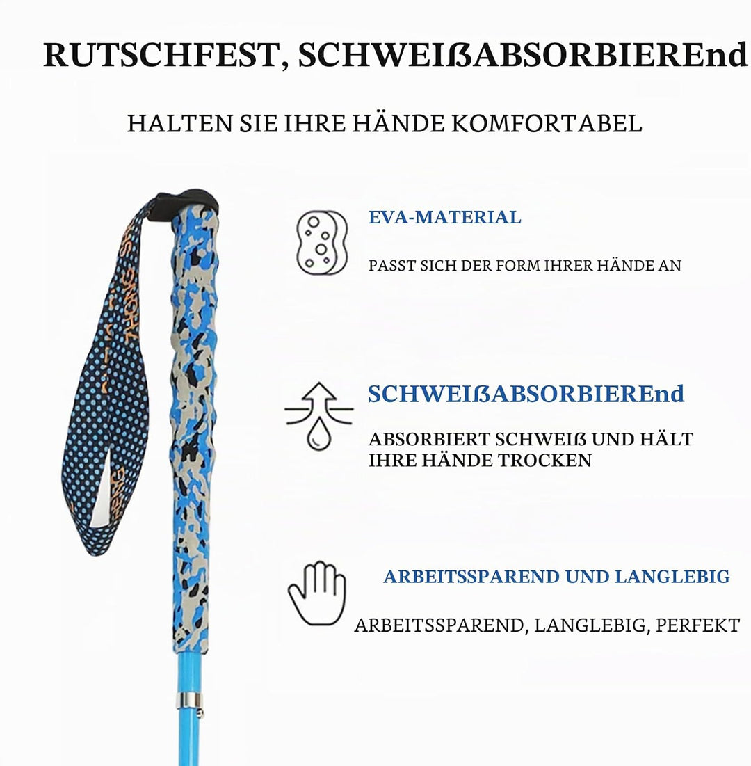 OKHEALING Ultraleichte Trekkingstöcke aus Kohlefaser, faltbar, 2er-Set, Wanderstöcke mit feuchtigkei