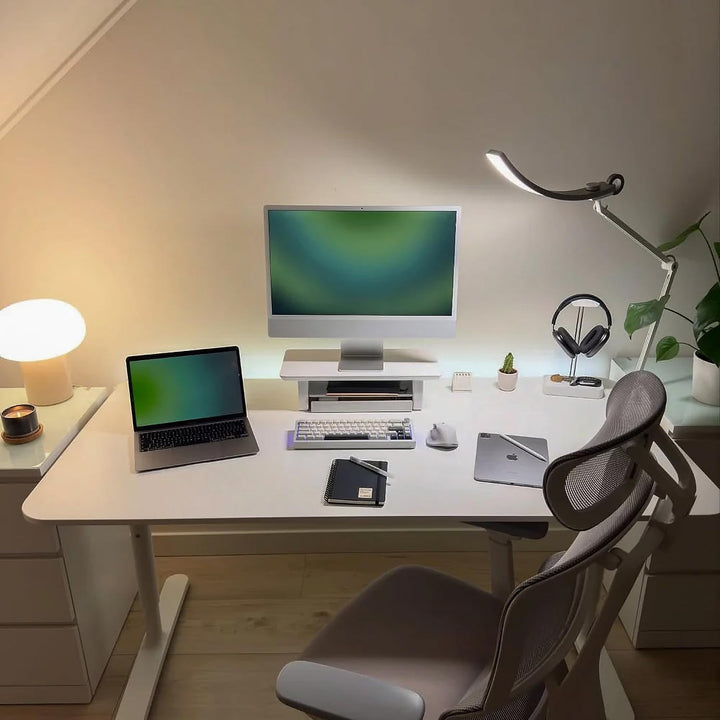 Raico Schreibtischregal Monitorständer Ergonomischer Dual-Screen-Riser Minimaler Schreibtisch-Organi