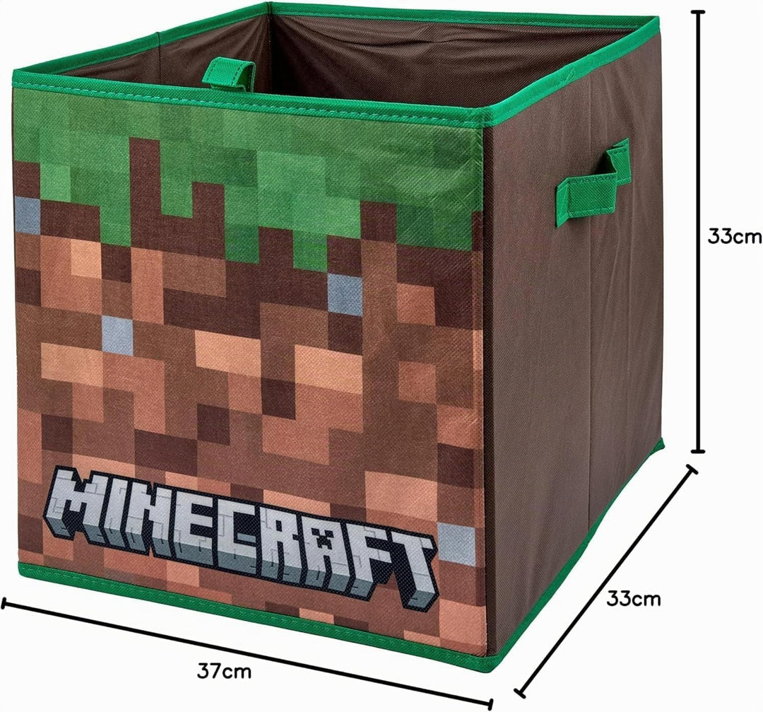 HOX Kids Faltbare Aufbewahrungsbox Stoff Spielzeug Aufbewahrungswürfel mit Griffen - Minecraft