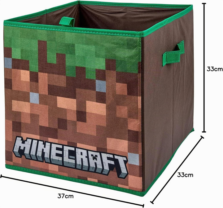 HOX Kids Faltbare Aufbewahrungsbox Stoff Spielzeug Aufbewahrungswürfel mit Griffen - Minecraft