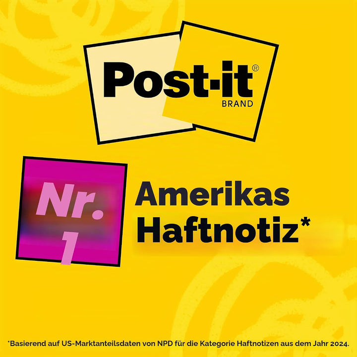 Post-it Super Haftnotizen, 20,3 x 15,2 cm, 4 Blöcke, 2 x Haftkraft, Energy Boost Kollektion, helle F