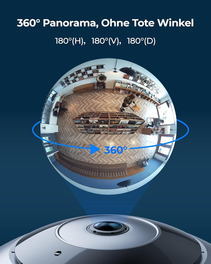 Reolink 6MP WLAN Überwachungskamera Innen, 360° Blick Panorama Fisheye Kamera mit 2,4/5 GHz WLAN, Pe