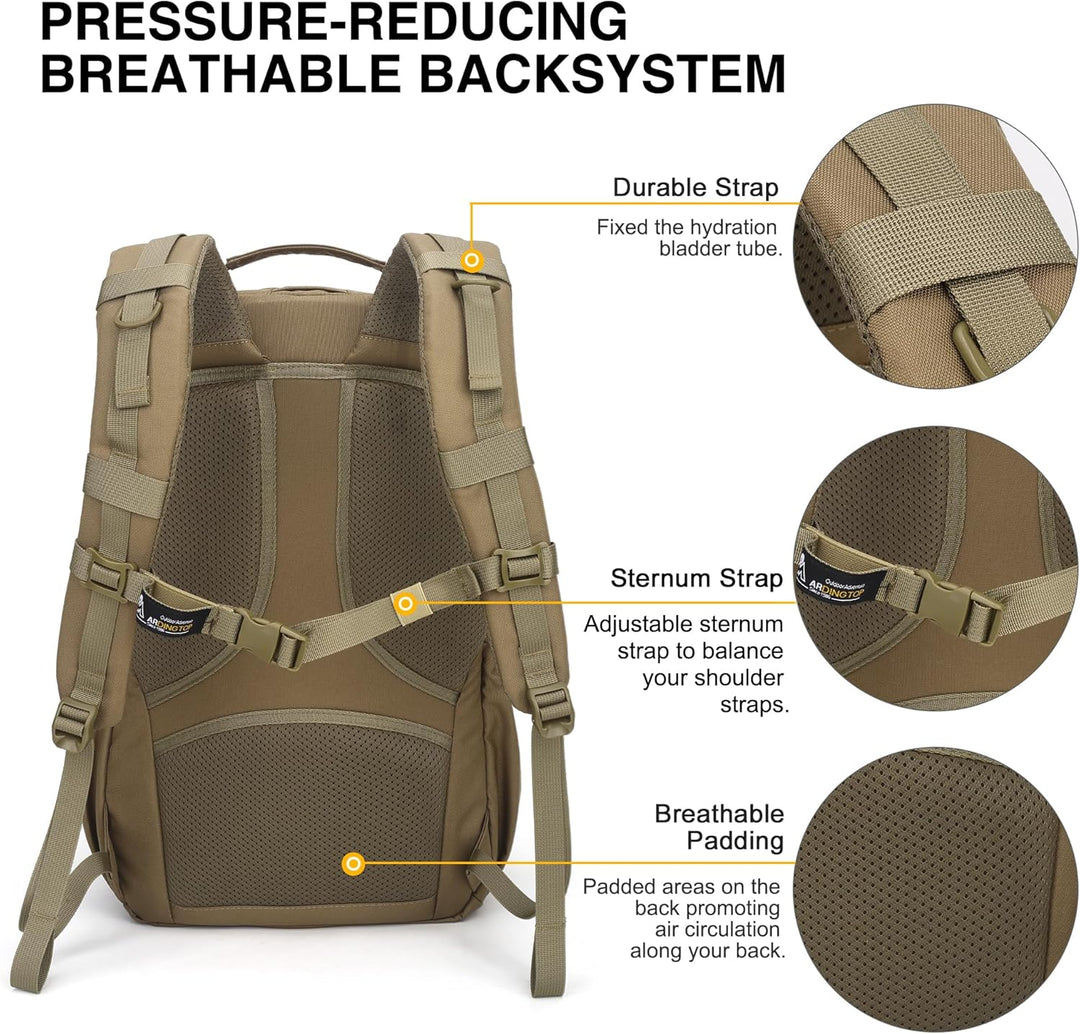 Mardingtop 30L Rucksack Herren Militär Wanderrucksack mit Rückenbelüftung | Trekkingrucksack Tactica