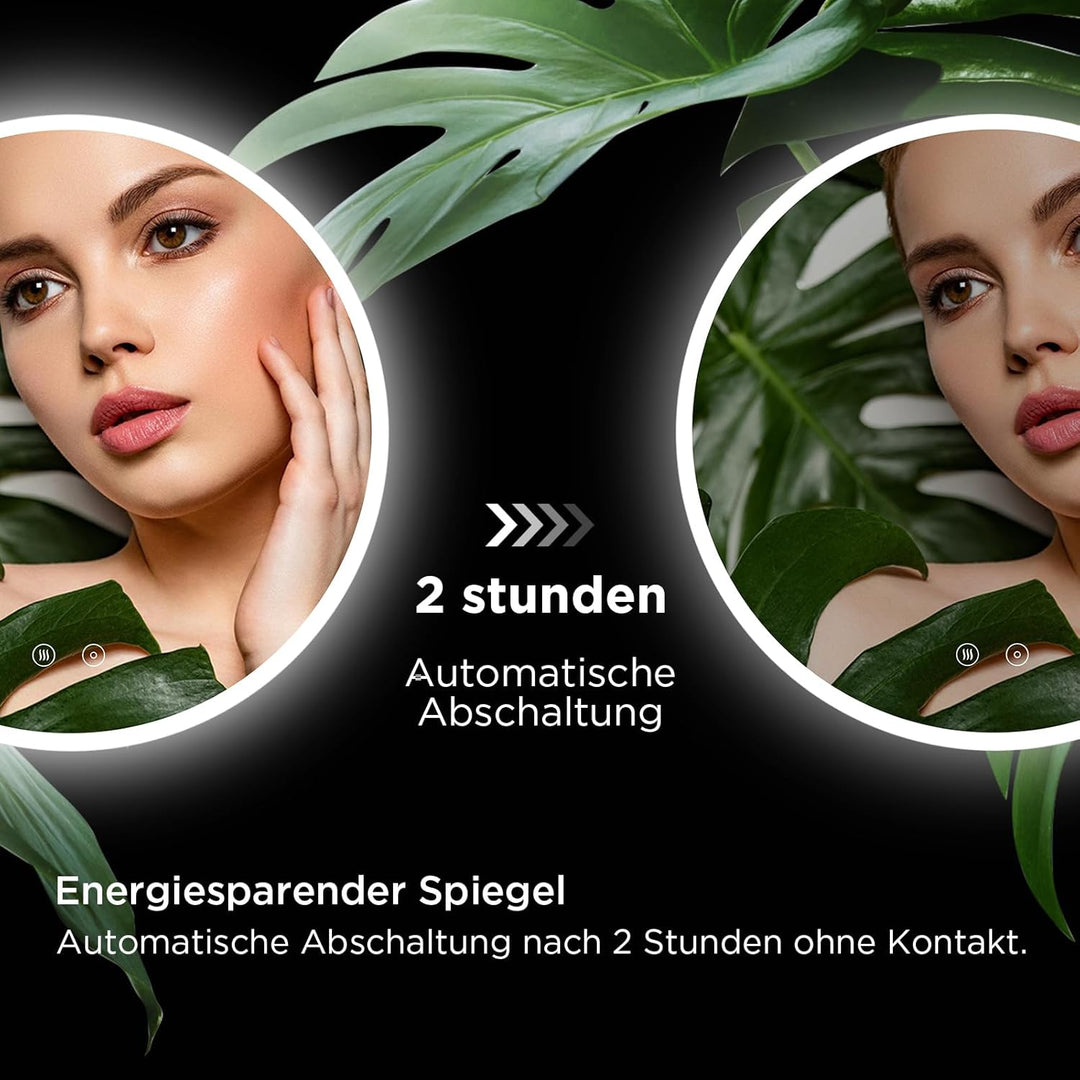 Rundspiegel 60cm mit LED-Beleuchtung, Badspiegel mit Touchschalter, 3 Lichtfarben (2700K-6500K) dimm