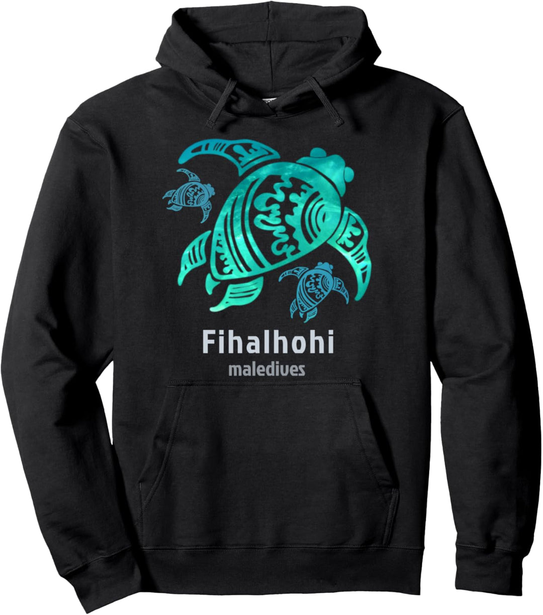 Fihalhohi, Meeresblaue Stammesschildkröte der Malediven Pullover Hoodie