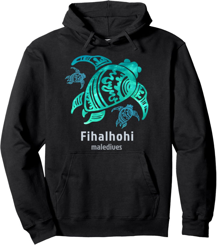 Fihalhohi, Meeresblaue Stammesschildkröte der Malediven Pullover Hoodie