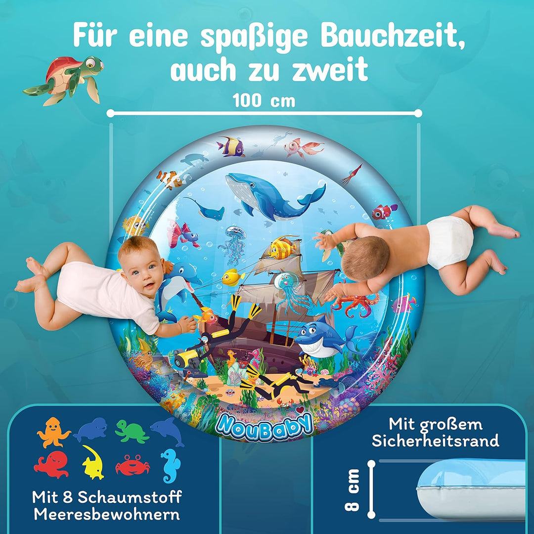 NouBaby® Wassermatte-Baby BPA-frei XXL I Einzigartiges Baby-Spielzeug ab 3, 6 und 9 Monate als Wasse