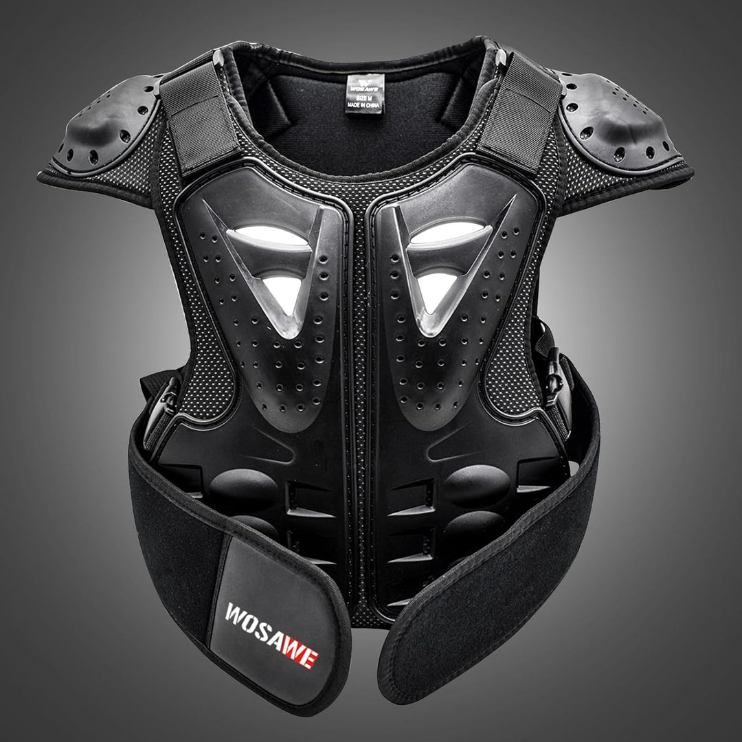 WOSAWE Kinder Motorradjacke Brustpanzer Weste-Schutz Motocross Enduro Sport mit Protektoren für 4-15