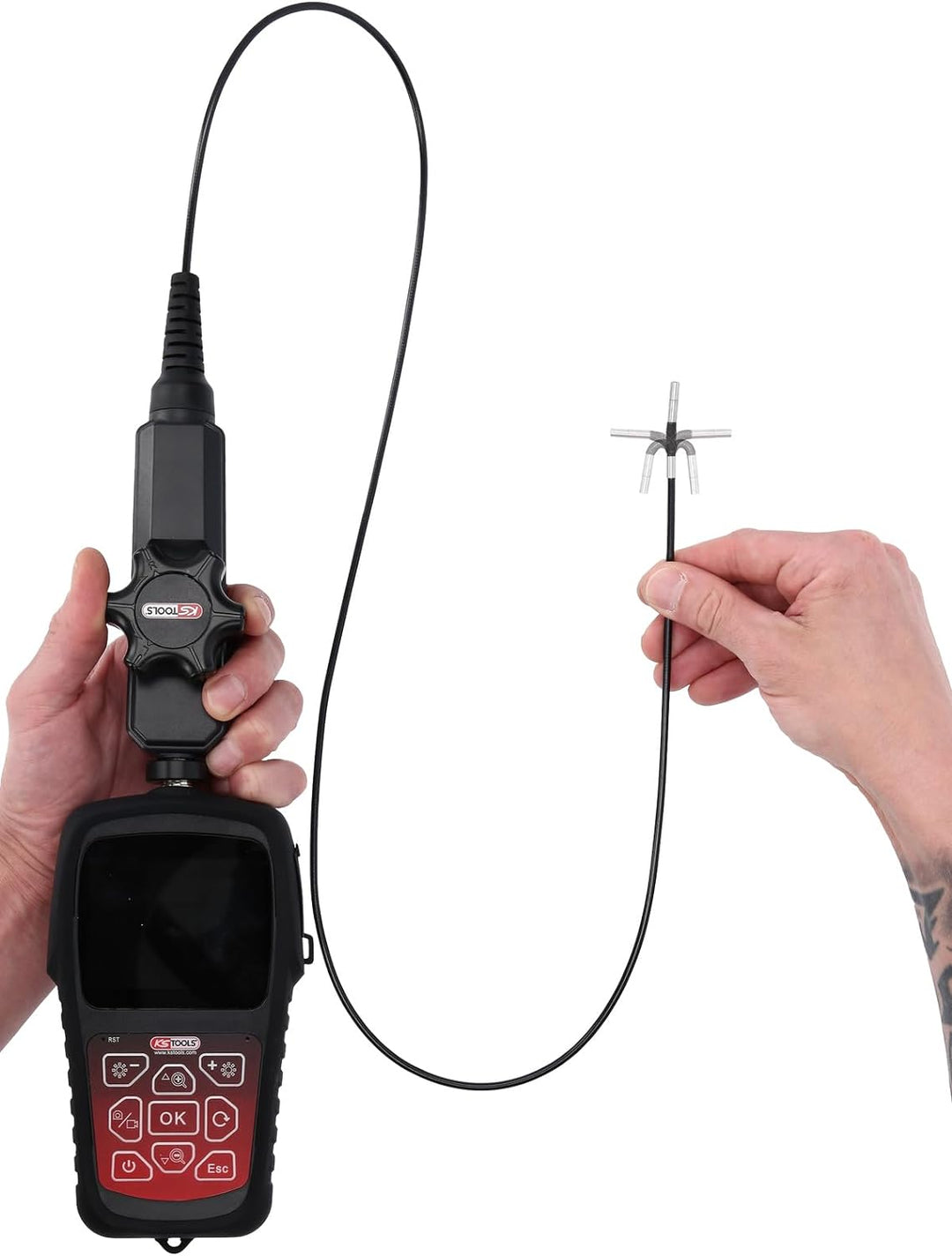 KS Tools 550.7550 HD-Videoskop-Satz mit Ø 3,9 mm 180° und 0° HD Frontkamera-Sonde, flexible PVC Hüll