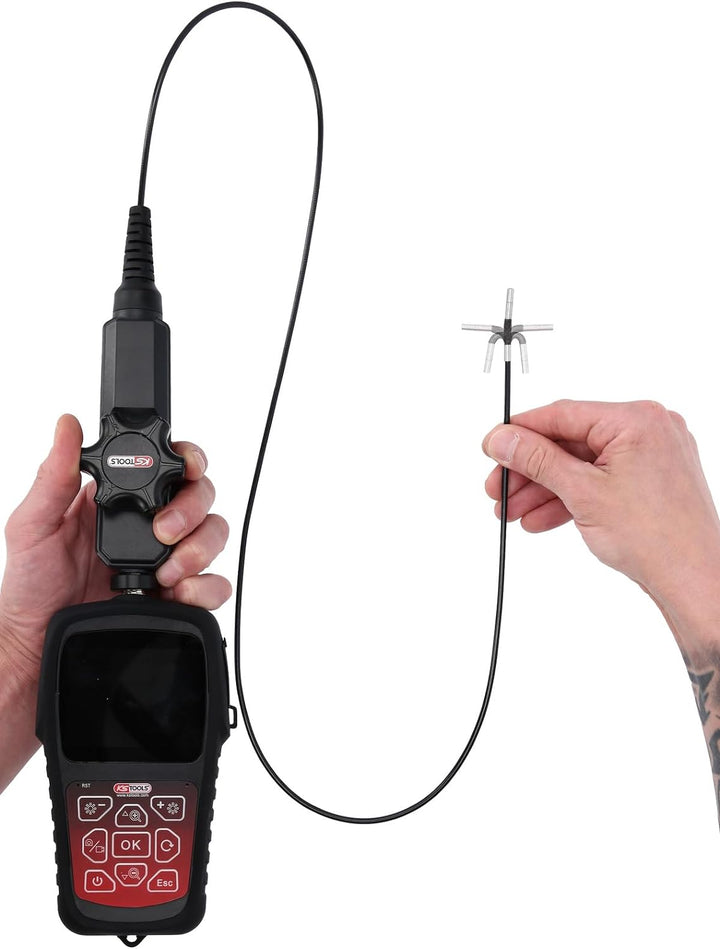KS Tools 550.7550 HD-Videoskop-Satz mit Ø 3,9 mm 180° und 0° HD Frontkamera-Sonde, flexible PVC Hüll