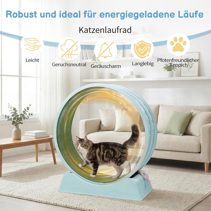 LEADZM Katzenlaufrad 80cm Durchmesser - Laufrad Katze aus Kunststoff, Inklusive Teppich und Katzensp