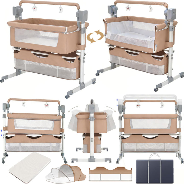 Beistellbett Baby, Convertible Grosser Raum Babybett für Co-Sleeping, Baby Beistellbett Boxspringbet