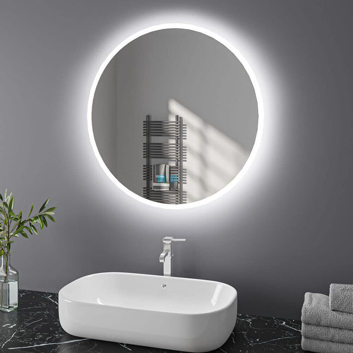 Badspiegel mit Beleuchtung Rund 70 cm LED Spiegel Bad mit Touch-Schalter Beschlagfrei Badezimmerspie