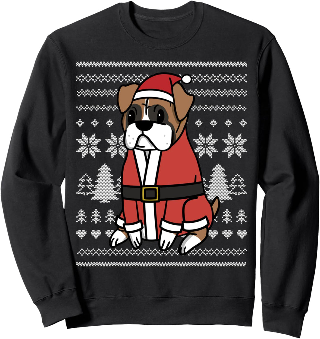 Cartoon Boxer Lustiger Hund Weihnachten Geschenk Sweatshirt