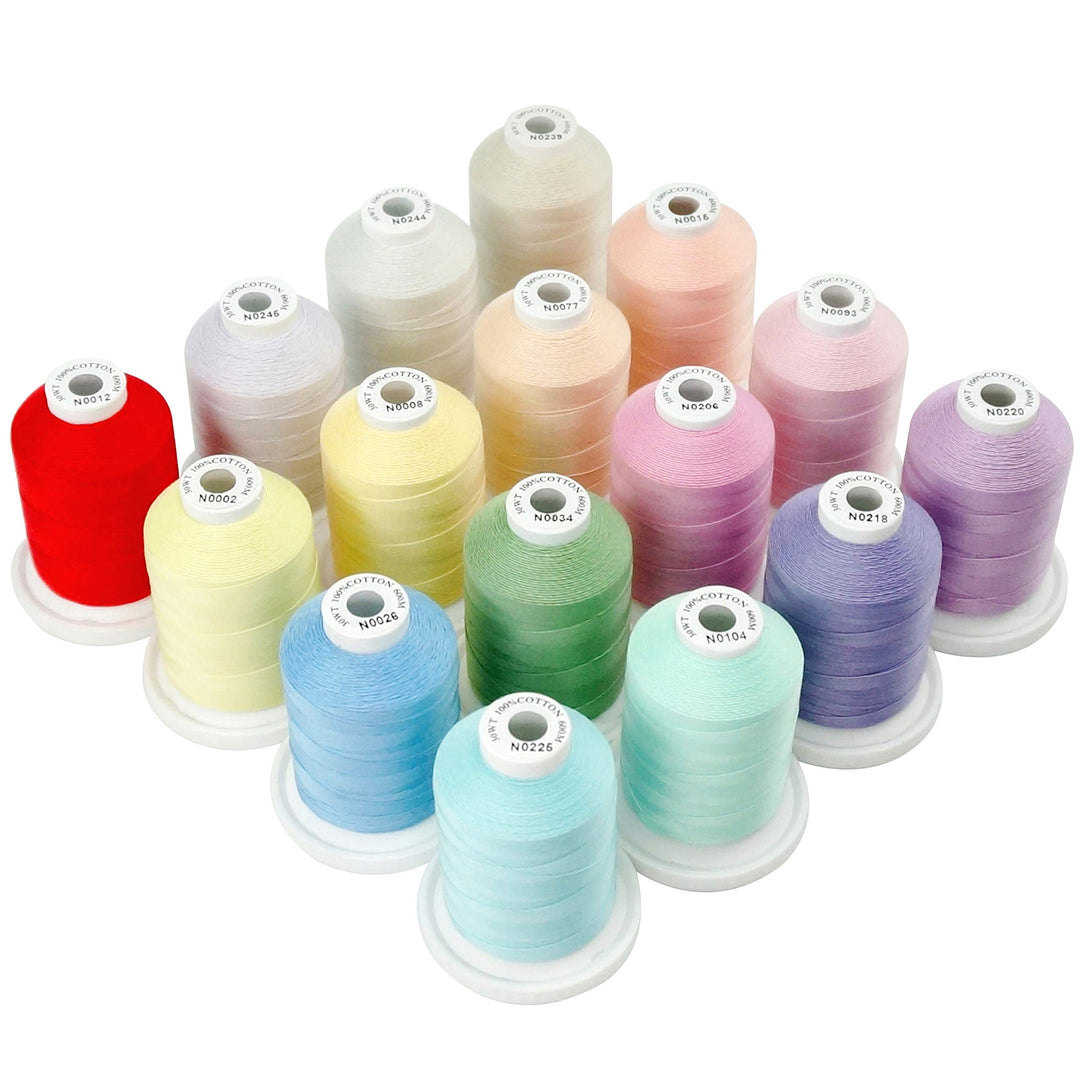 New brothread 16 Pastell Farben Mehrzweck 100% Mercerisierte Baumwollfaden 30WT (50S/3) 600M zum Qui