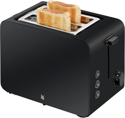 WMF Stelio Toaster 2 Scheiben Edelstahl, Doppelschlitz Toaster mit Brötchenaufsatz, Bagel-Funktion,