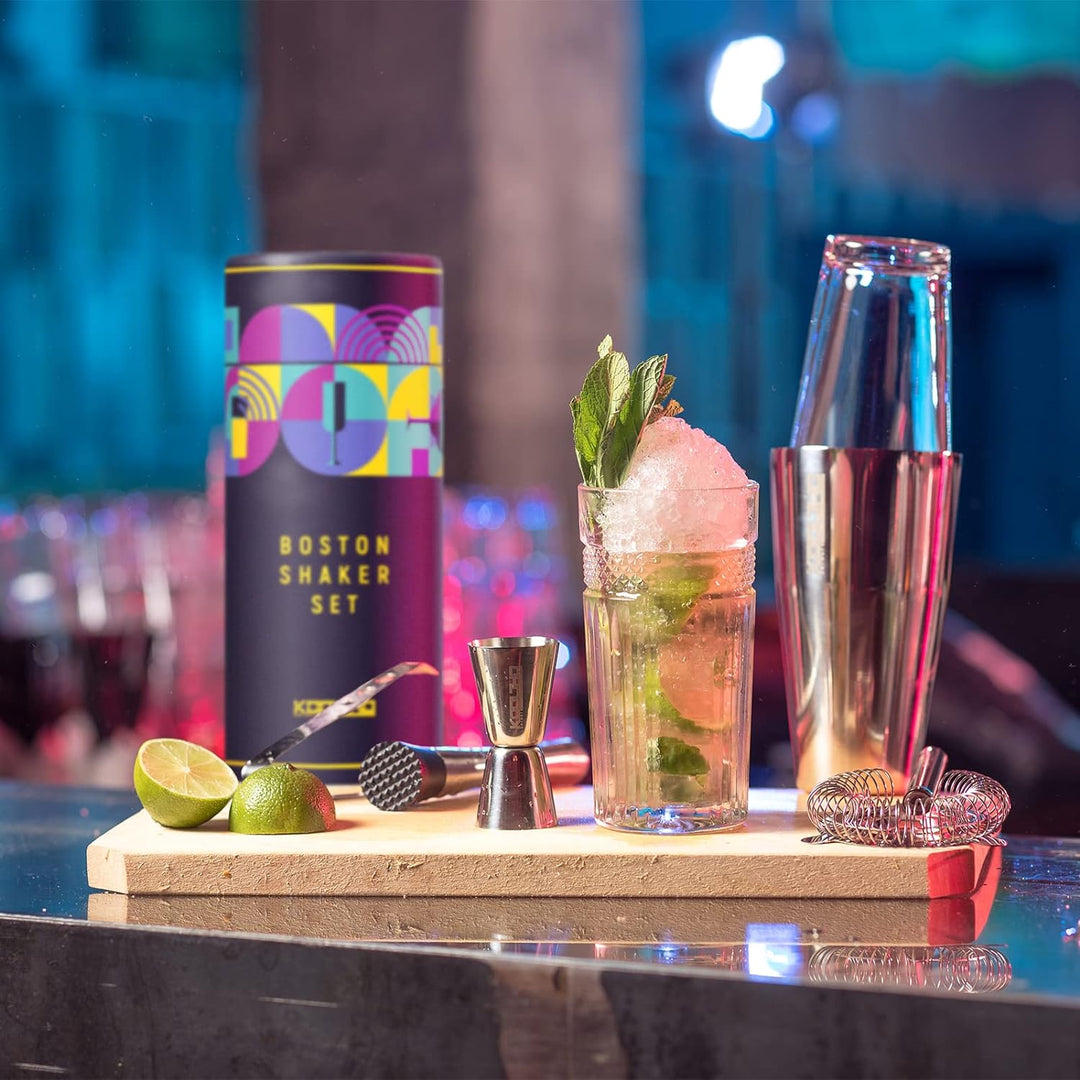 Boston Shaker Set Cocktailshaker Profi, Geschenk für Frauen Männer, Cocktail Shaker Edelstahl Glas,