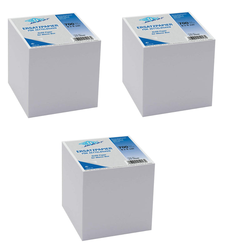 Wedo 27026500 Ersatzpapier (für Zettelbox, holzfrei, 9 x 9 cm, 700 Blatt) (3, weiss)