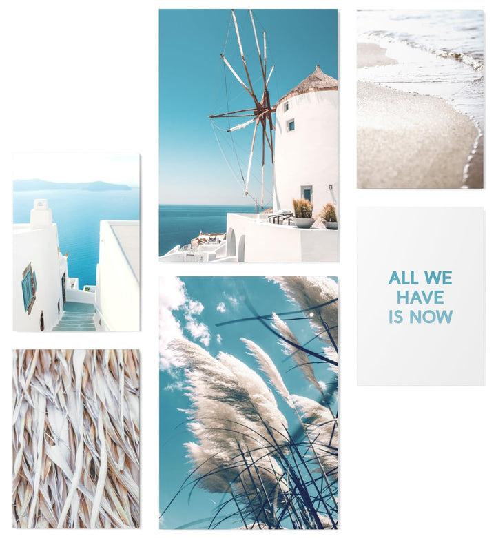 Papierschmiede® Mood Poster Set Greece Vacation, Bilder Wohnzimmer Deko Schlafzimmer, 2x DIN A2 und