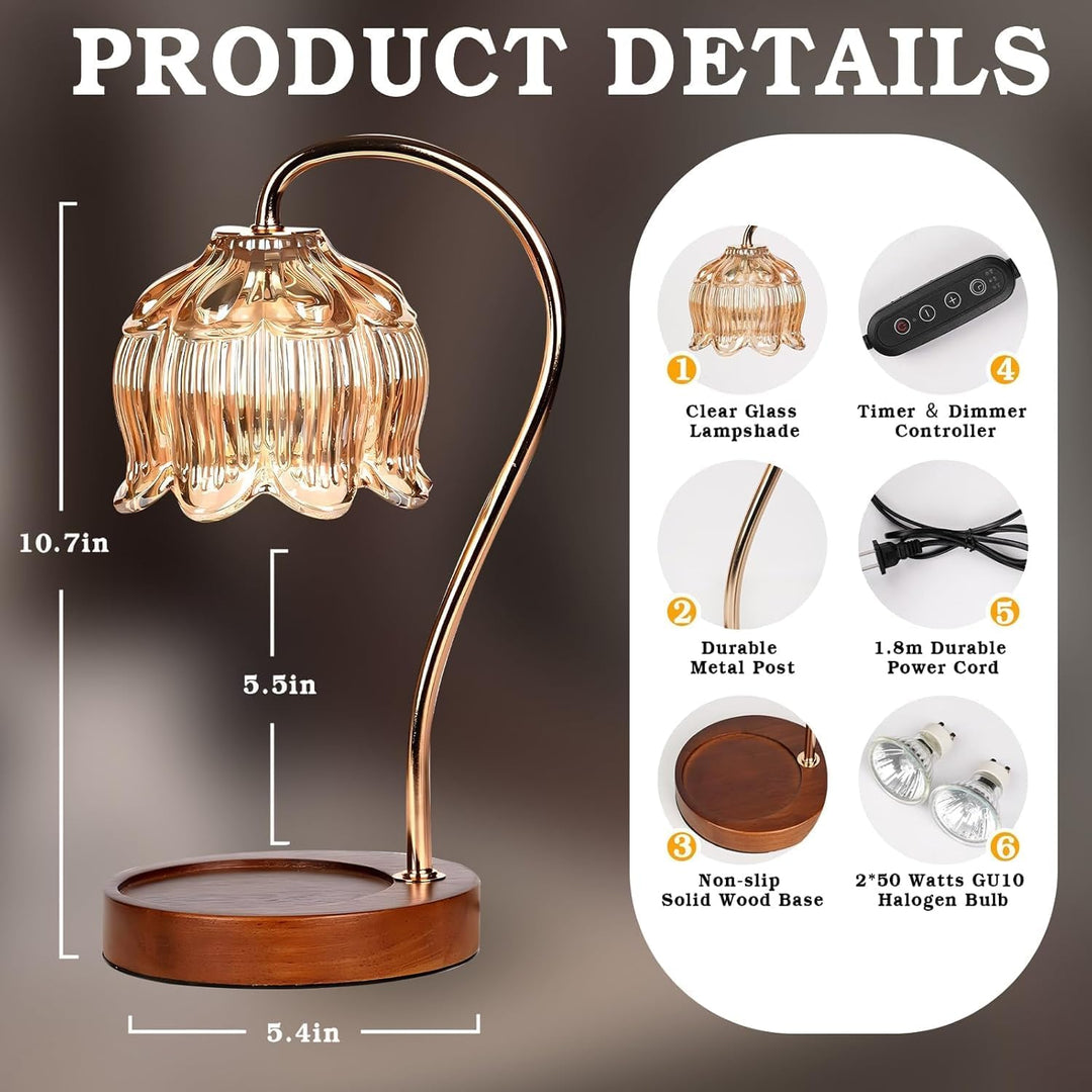 Candle Warmer Lamp with Dimmer - Electric Candle Lamp with Timer for Jar Candles Scented Candles wit