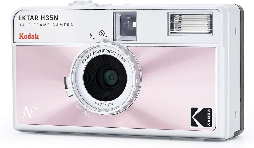 Kodak EKTAR H35N Halbformat-Filmkamera-Set mit Kodak Ultramax 24EXP-Rollfilm (Glasiertes Rosa) Glasi