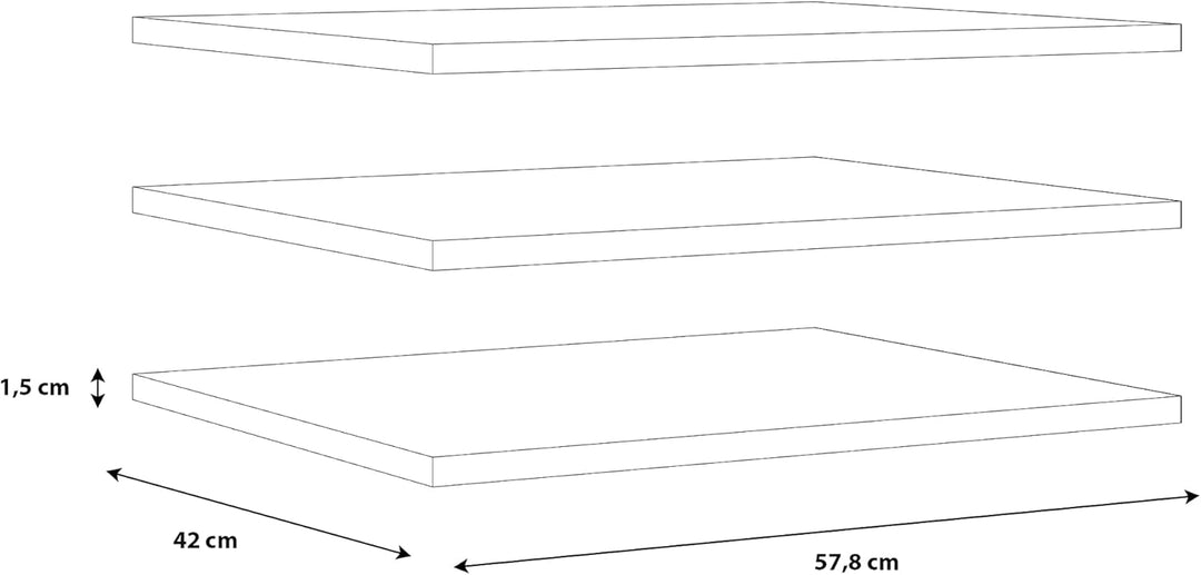 FORTE 3-er Einlegebödenset, Holzwerkstoff, Grau, 57.7 x 42 x 1.5 cm Grau 57.7 x 42 x 1.5 cm, Grau 57