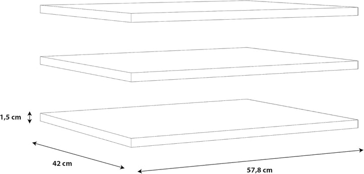 FORTE 3-er Einlegebödenset, Holzwerkstoff, Grau, 57.7 x 42 x 1.5 cm Grau 57.7 x 42 x 1.5 cm, Grau 57