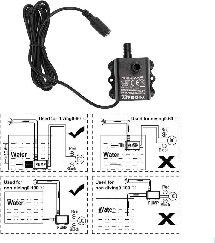 Tauchwasserpumpe, DC 12 V 10 W 0-400 l/h Mikrobürstenlose Pumpe Mini-Wassertransferpumpe für das Was