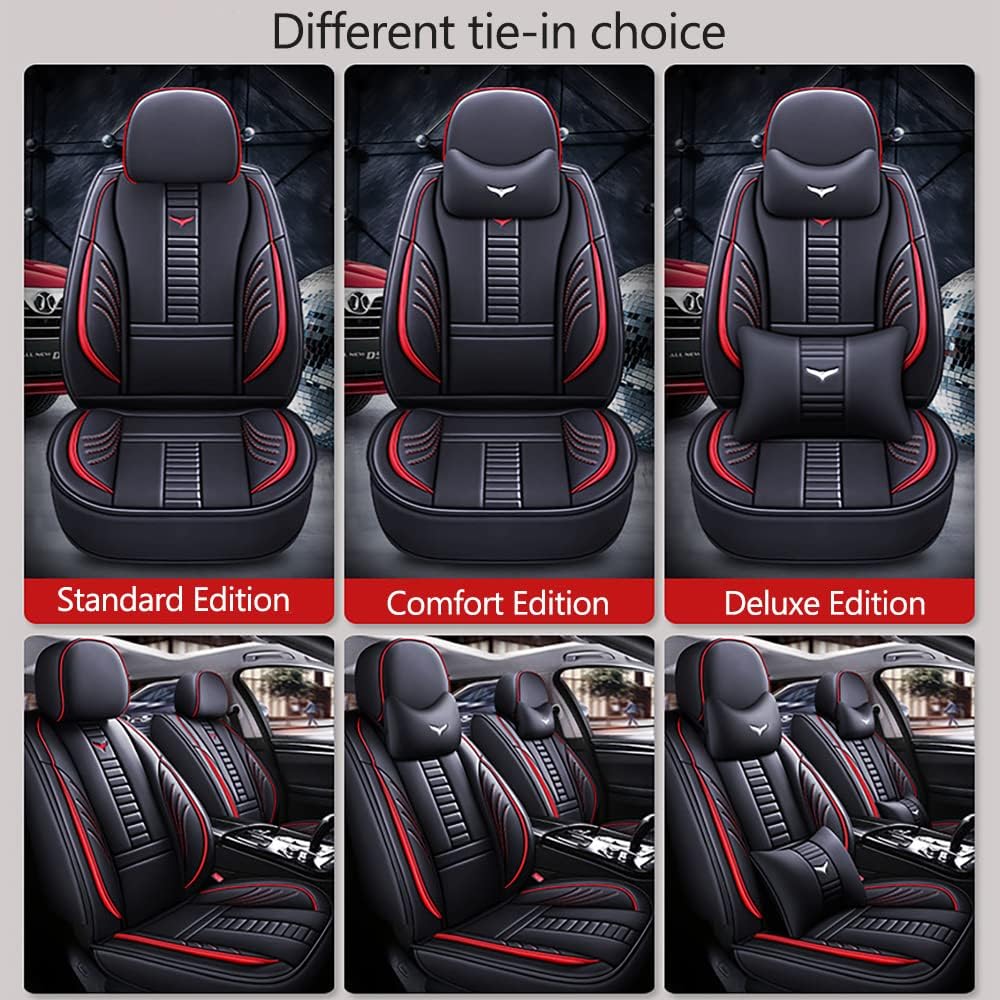Auto-Sitzbezüge Vordersitze 2 Stück, Leder Autositzbezüge Universal passend für Volkswagen Golf GTI