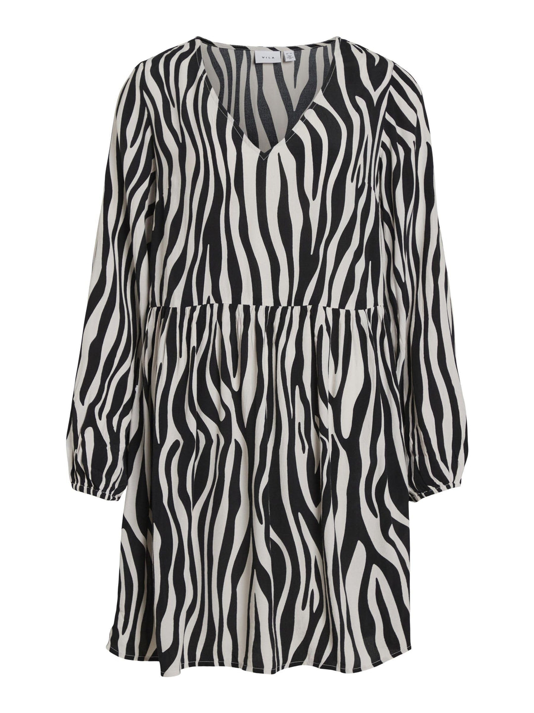 Vila Minikleid Damen, 44 Black/Aop:elino W. White Sand