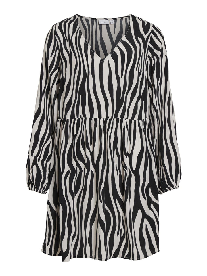 Vila Minikleid Damen, 44 Black/Aop:elino W. White Sand