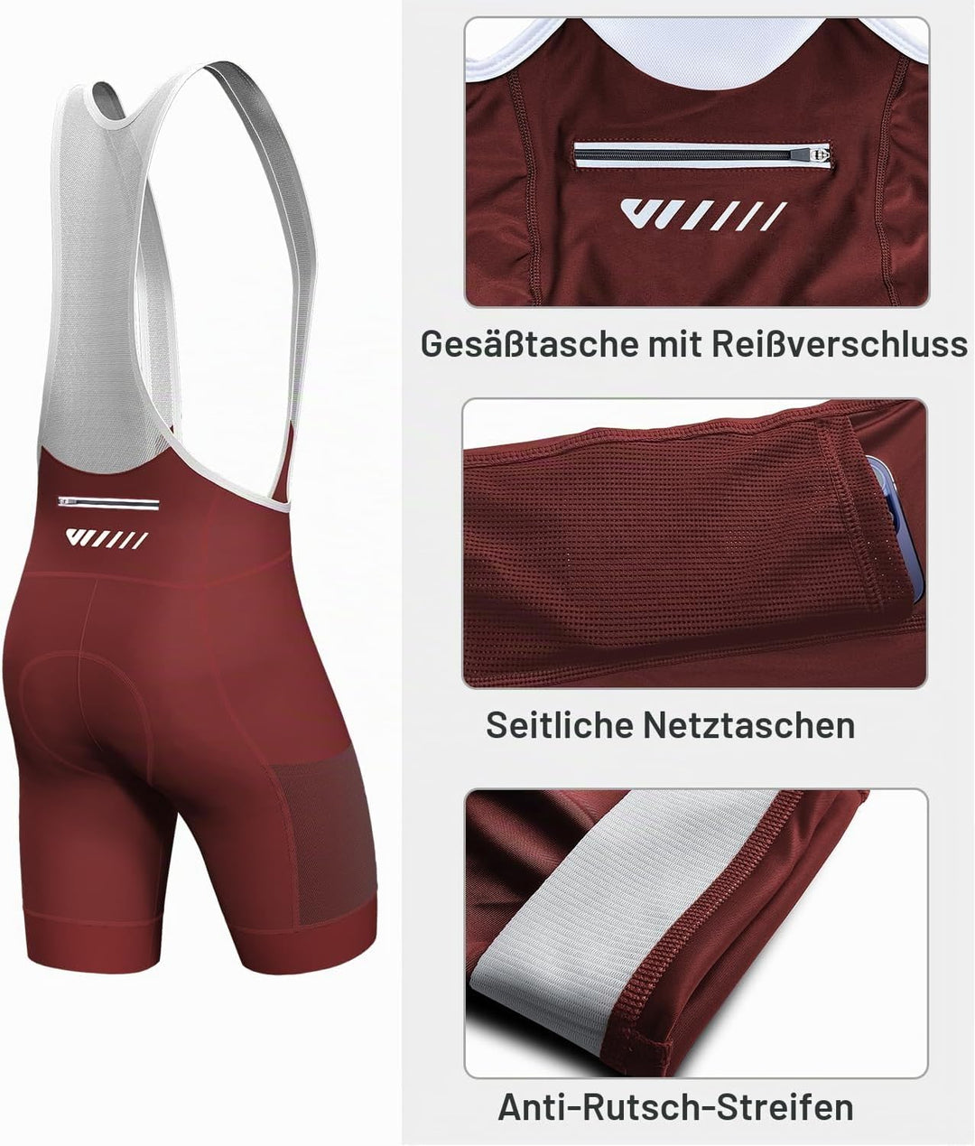 Lo.gas Herren Radfahren Bib Shorts, Radfahren Shorts für Männer Gel gepolstert mit Taschen, Road Sho
