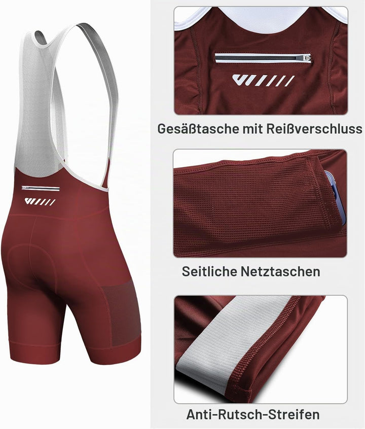 Lo.gas Herren Radfahren Bib Shorts, Radfahren Shorts für Männer Gel gepolstert mit Taschen, Road Sho
