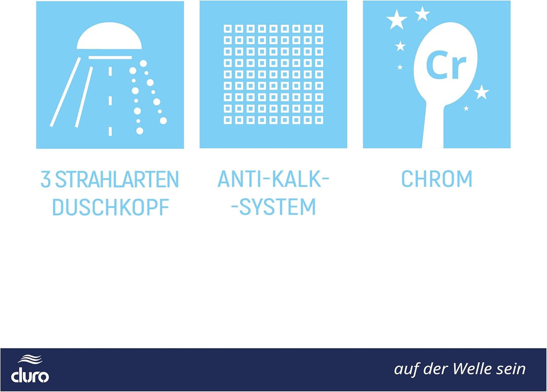 DURO Handbrause Blanco, Verchromter Duschkopf für die Heimische Dusche, zum Wohlfühlen, Integriertes