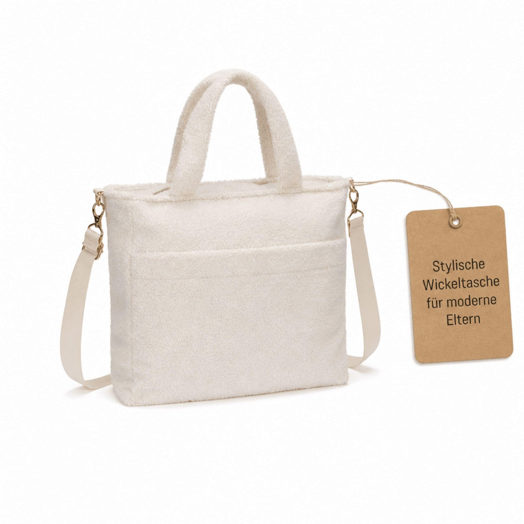 Fillikid Wickeltasche Teddy Big Exklusiv | Stilvolle Wickeltasche aus weichem Teddy-Material | Mit g