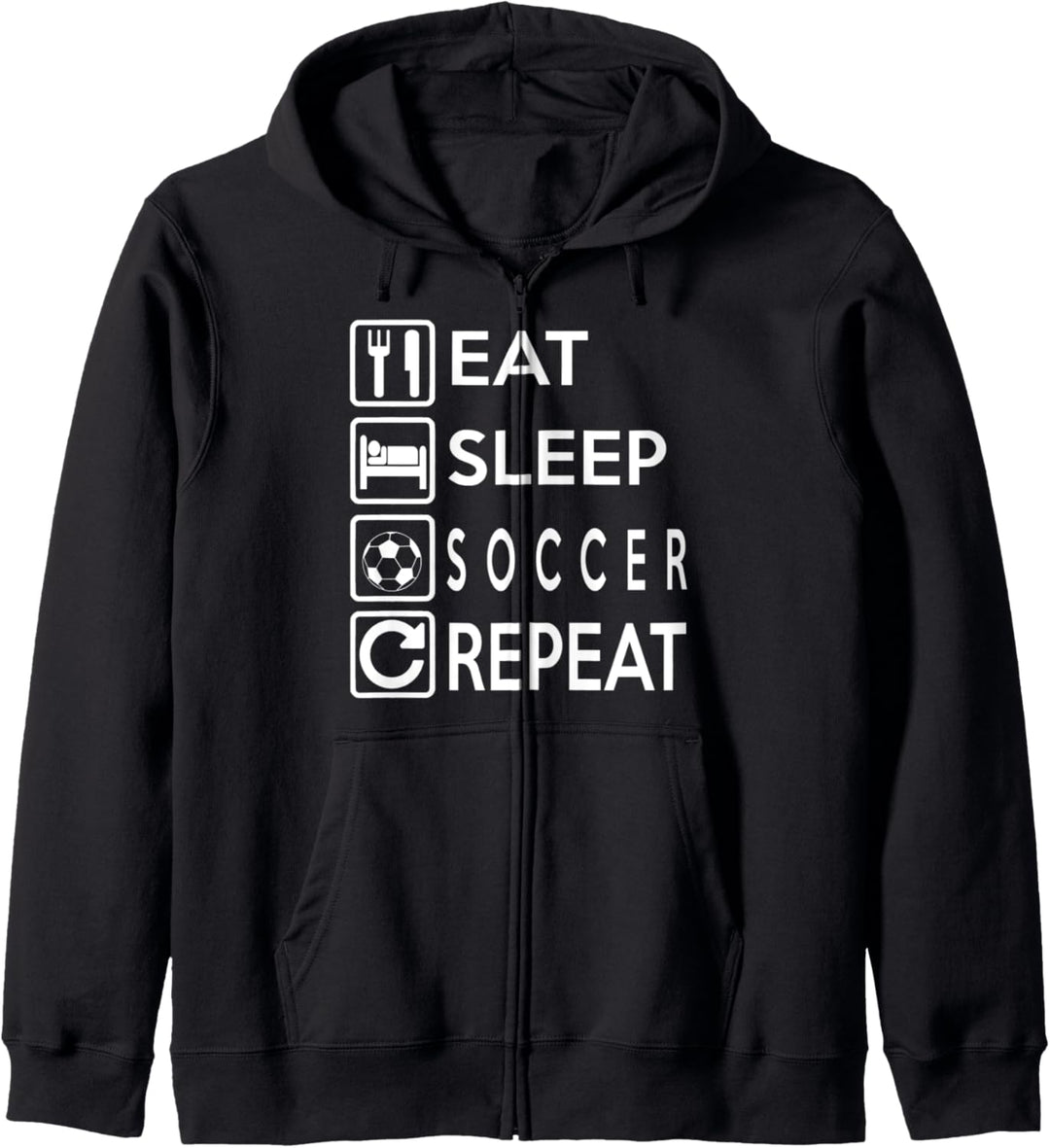 Fussball-Geschenk- Essen Schlafen Fussball-Wiederholung Kapuzenjacke