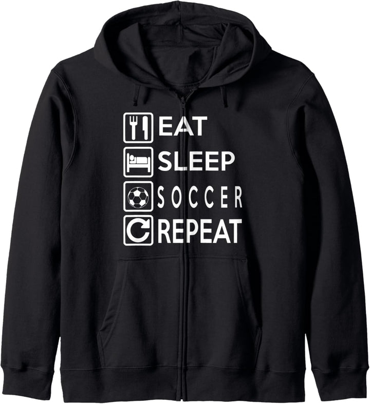 Fussball-Geschenk- Essen Schlafen Fussball-Wiederholung Kapuzenjacke