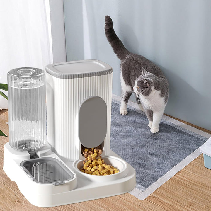 Automatischer Katzenfutterspender - Hundefutter- und Wasserspender - 2 in 1 Futterstation Vorratsbeh