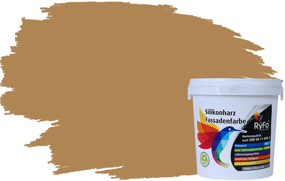 RyFo Colors Silikonharz Fassadenfarbe Lotuseffekt Trend Braunbeige 1l - bunte Fassadenfarbe, weitere