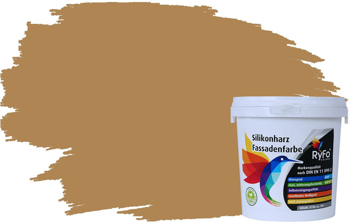 RyFo Colors Silikonharz Fassadenfarbe Lotuseffekt Trend Braunbeige 1l - bunte Fassadenfarbe, weitere