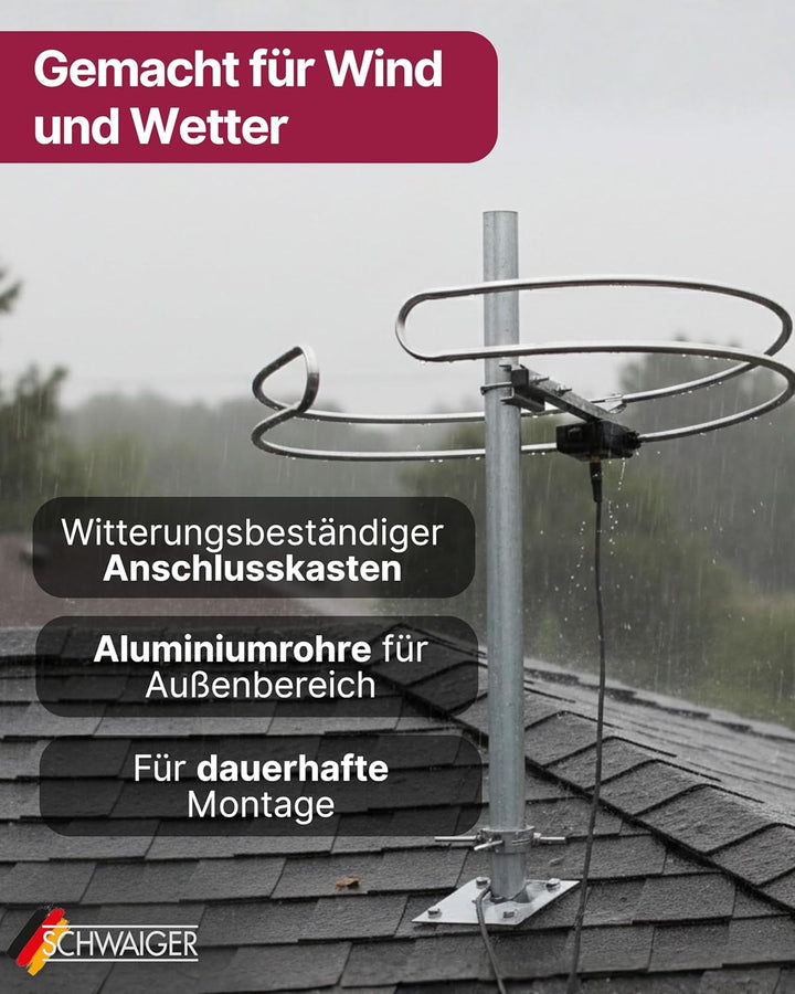 SCHWAIGER Radio Antenne I Ringdipol Antenne für analogen Radioempfang I vormontiert zur Dachmontage