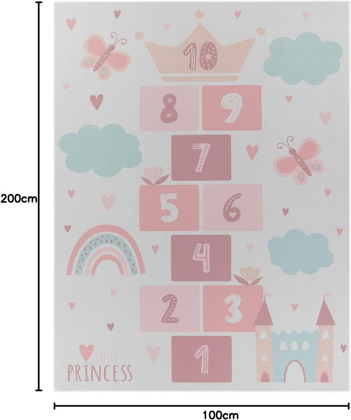 TT Home Kinderteppich Babyzimmer Teppich Kinderzimmer rutschfest Tiere Weltkarte Autos, Farbe:Rosa C