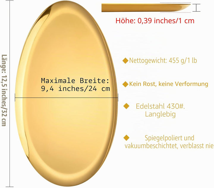 Mehrzwecktablett aus Edelstahl in Olivenform, Aufbewahrungstablett, Serviertablett, Dekorationstable