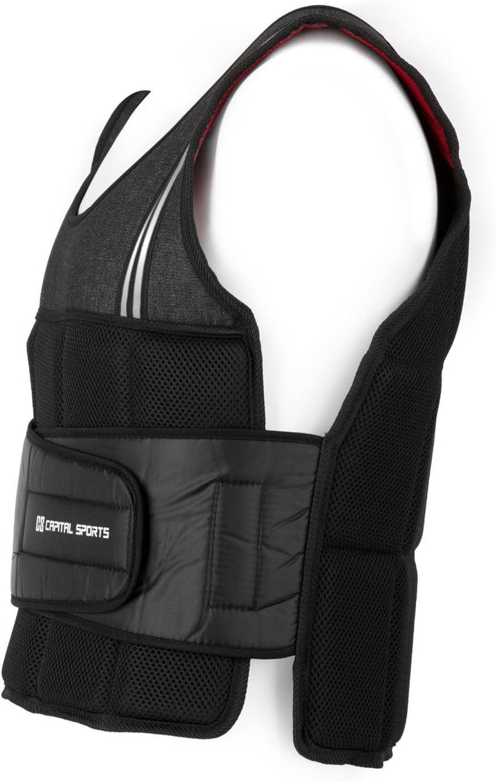 CAPITAL SPORTS Vestpro 10/20 - Gewichtsweste, Fitness-Weste, Weightvest, 10 oder 20 kg, 23 herausneh