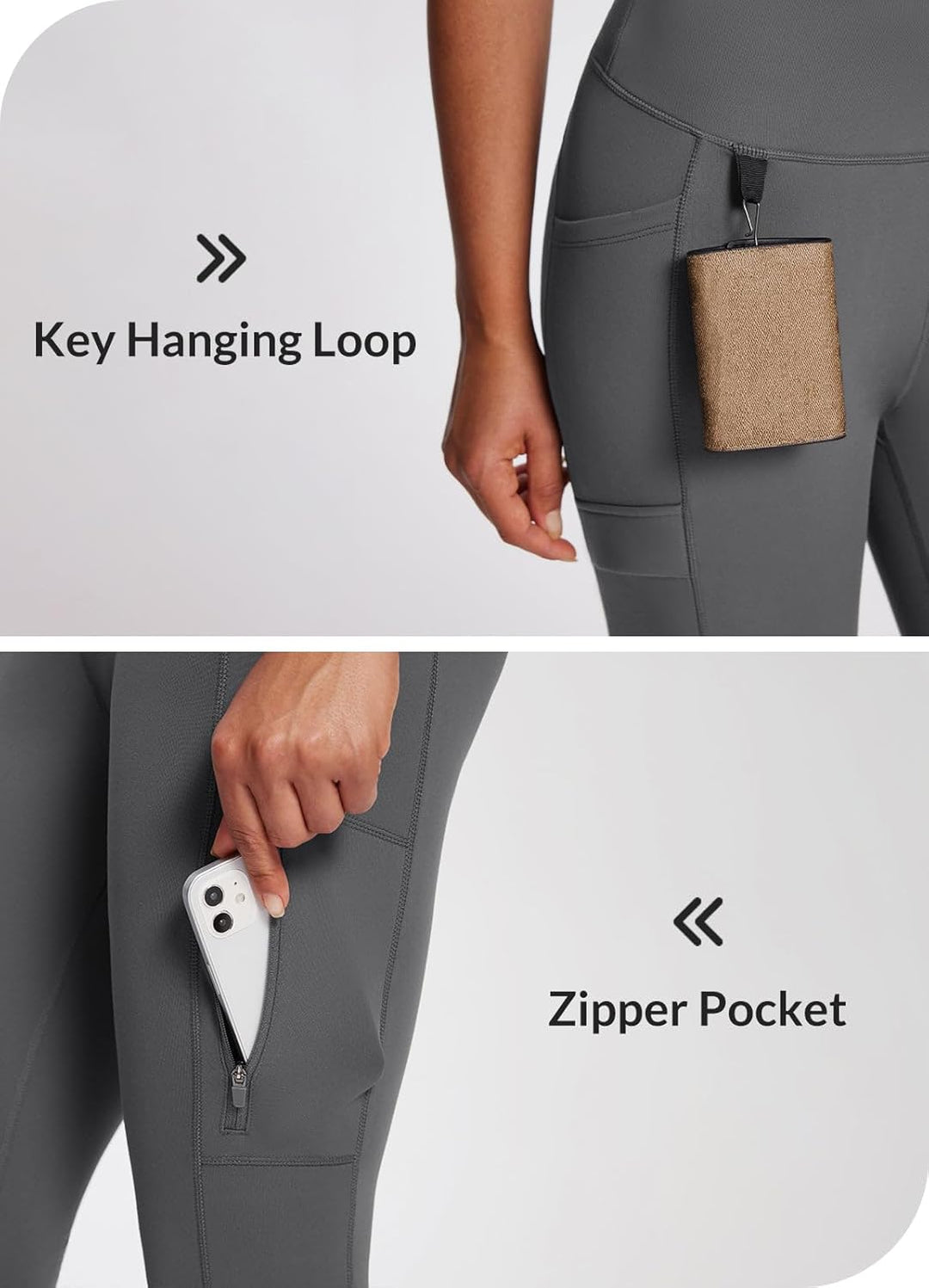 baleaf Damen Fleece gefütterte Leggings Wasserabweisend Hohe Taille Wanderleggings Thermo Leggings F