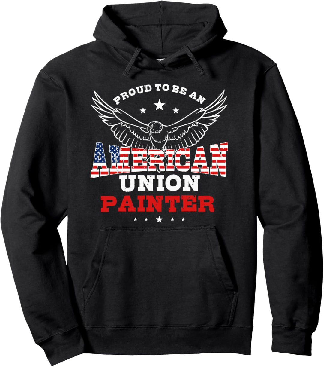 Painter Gifts Patriotic American Flag Proud Union Pullover Hoodie