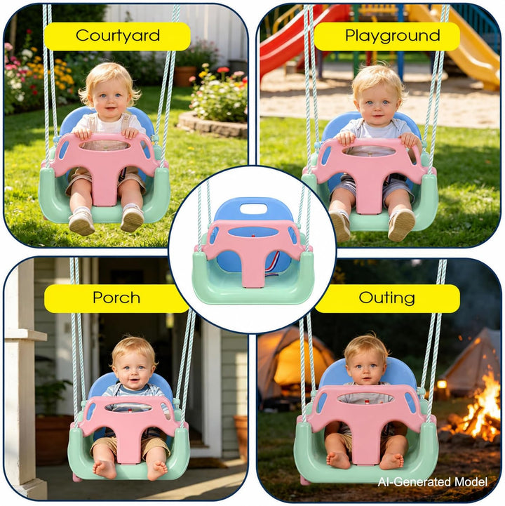 KINSPORY Kinderschaukel Babyschaukel 3 in 1 Babysitz verstellbar Mitwachsend Schaukelsitz Gartenscha